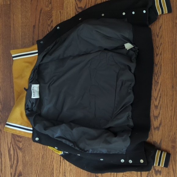 Vtg Black/ Gold Cheerleader Letterman Jacket Sailor Style Wool Blend Sz M/L - Picture 8 of 14